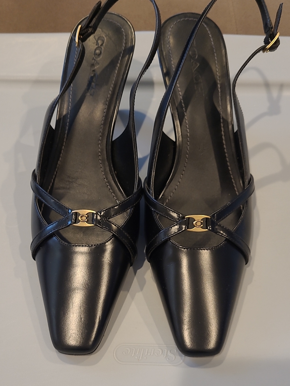 Coach Black Rowyn Classic Black Slingback Kitten Heels Size 11 - Picture 2 of 9